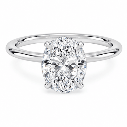Oval moissanite engagement ring in white gold plated 925 sterling silver