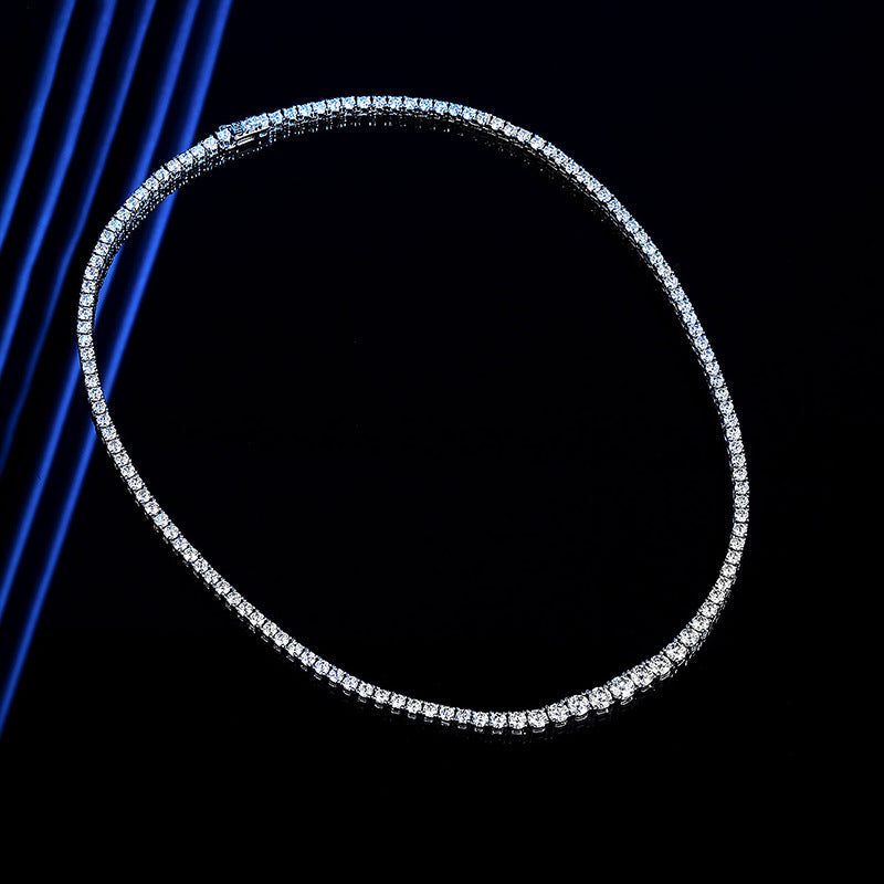 Moissanite Tennis Necklace. Silver 925