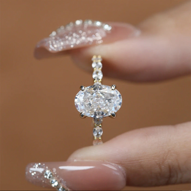 3 CT Crushed Ice Oval Cut Silver Ring