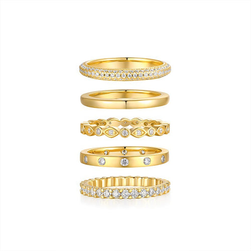 Golden Glow Moissanite Stack Set