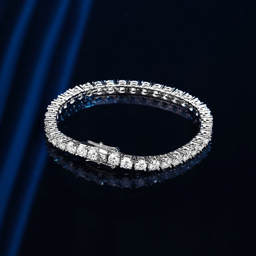 4mm Classic Moissanite Tennis Bracelet. Silver
