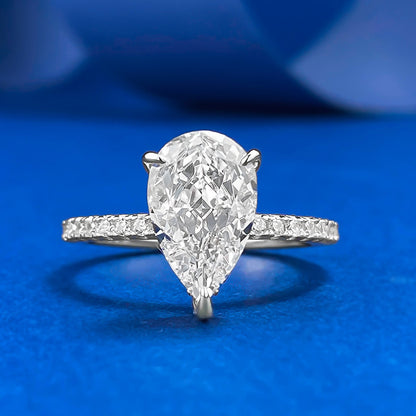 Radiant Teardrop Elegance White Gold Plated Ring