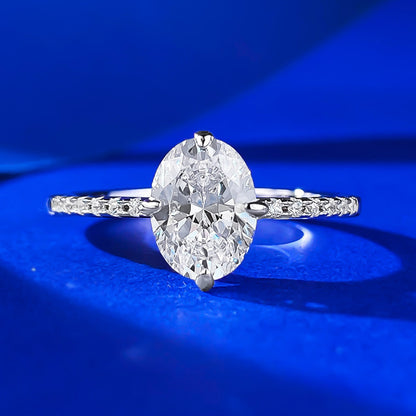Silver Crushed Ice Glow Oval Ring