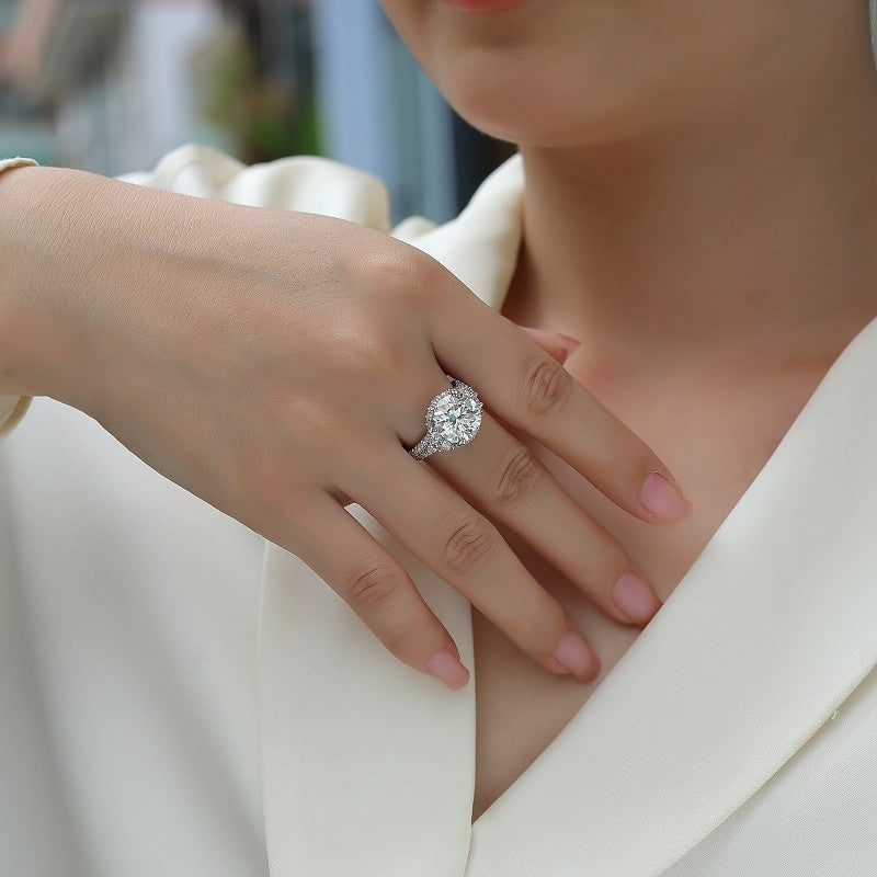 Silver 5 Carat Moissanite Statement Ring 