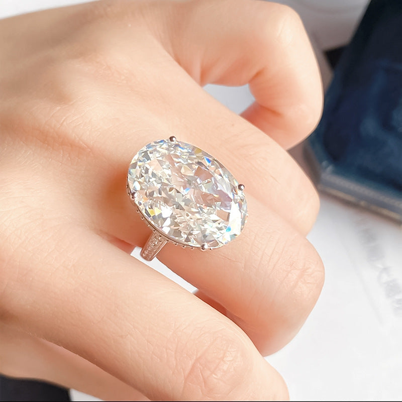 13 Carat Oval Cut Hidden Halo Diamond Ring 