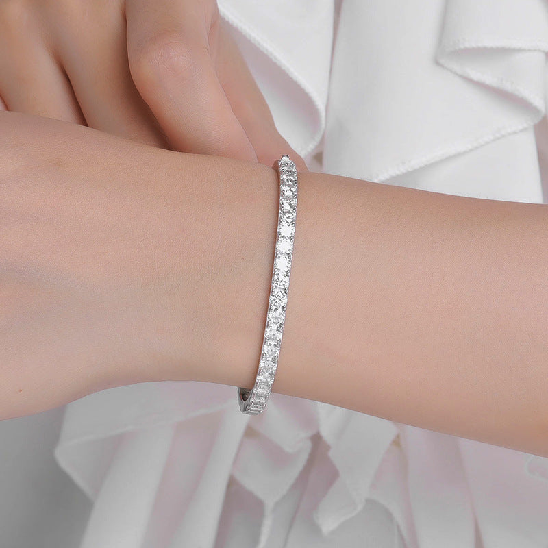 Silver 925 Moissanite Stone Bangle