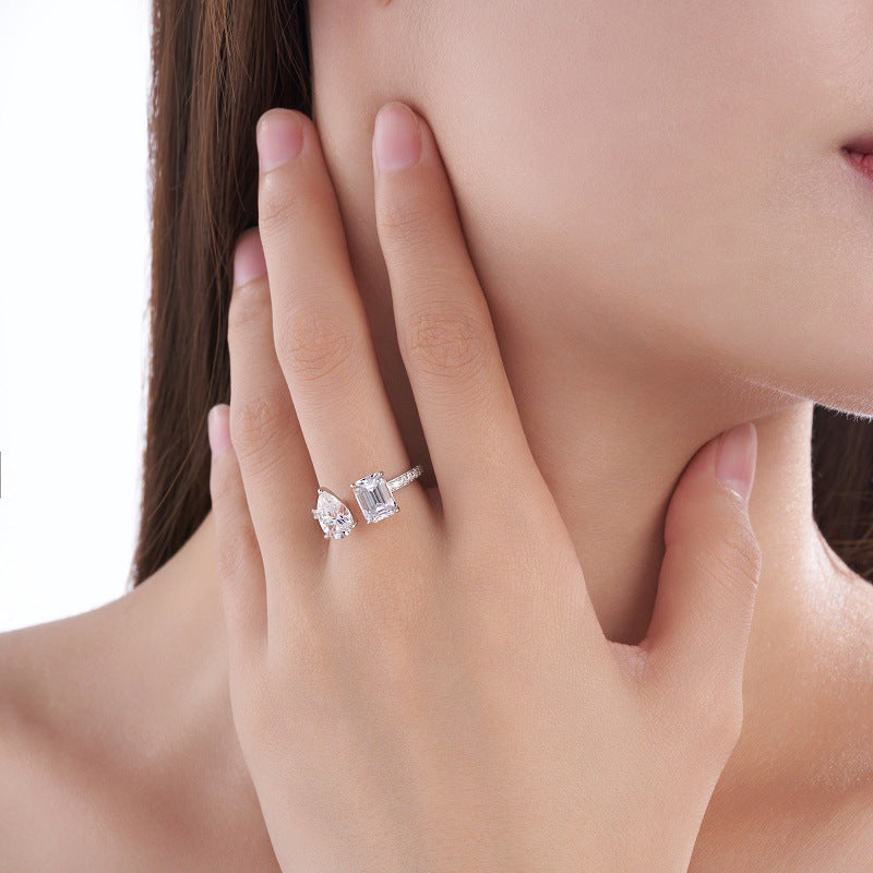 white gold Toi et Moi Moissanite Ring