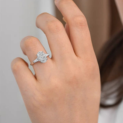 Crushed Ice 3 CT Oval Diamond Three-Stone Ring