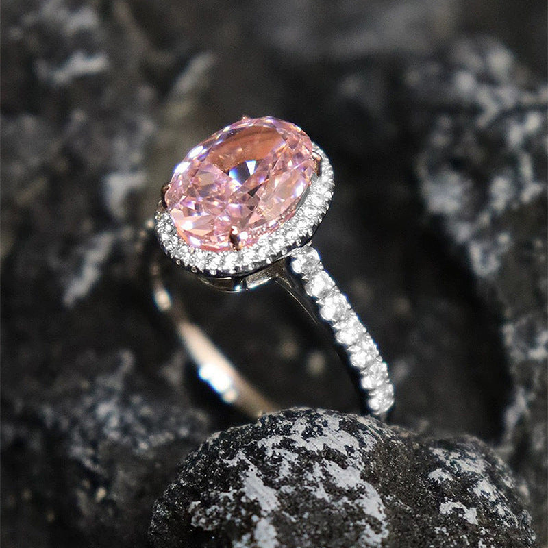 Crushed Ice Diamond Pink Halo Ring