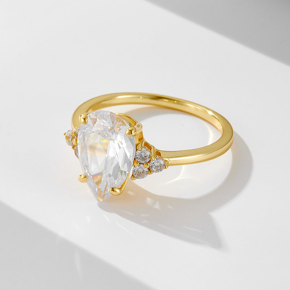 Gold Plated Silver 925 Pear Cut Ring