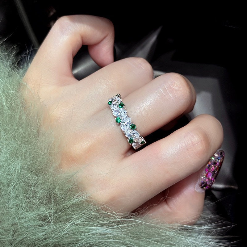 Emerald Bloom Oval & Round Cut Eternity Ring