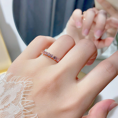 Silver Pink Diamond Wedding Band