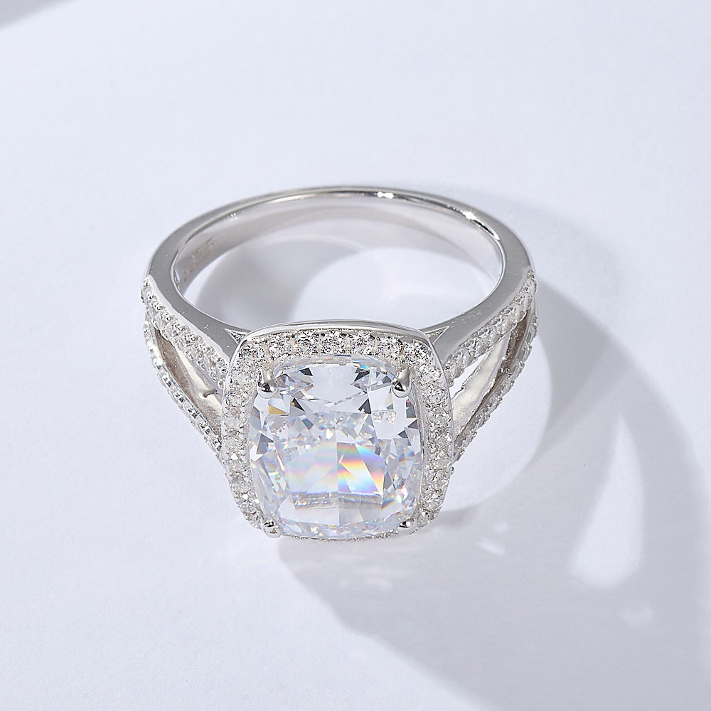 4 CT Cushion Cut Split Shank Halo Engagement Ring