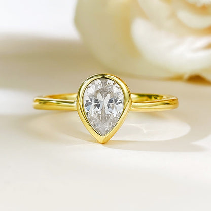 Bezel Set Pear Solitaire Ring