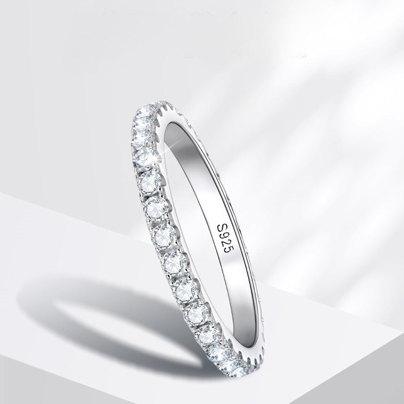 Silver moissanite full eternity band with 30 brilliant-cut stones