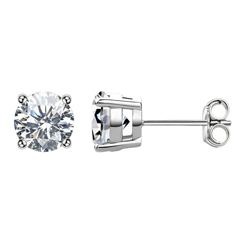 Silver 925 Pure Fire Moissanite Stud Earrings 