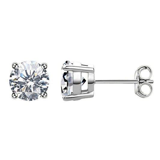 Diamond-tested 1CT moissanite solitaire stud earrings