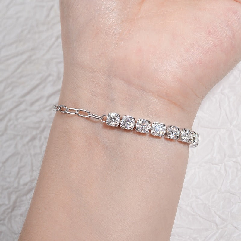 5mm Half Tennis Moissanite Bracelet. Silver 925 