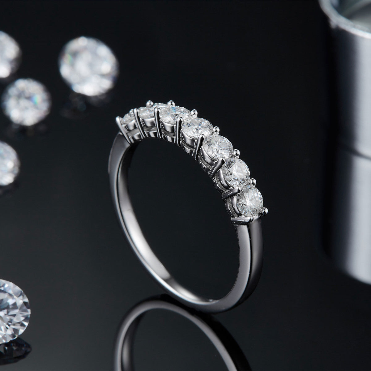 Half Eternity Band with Round Moissanite Stones