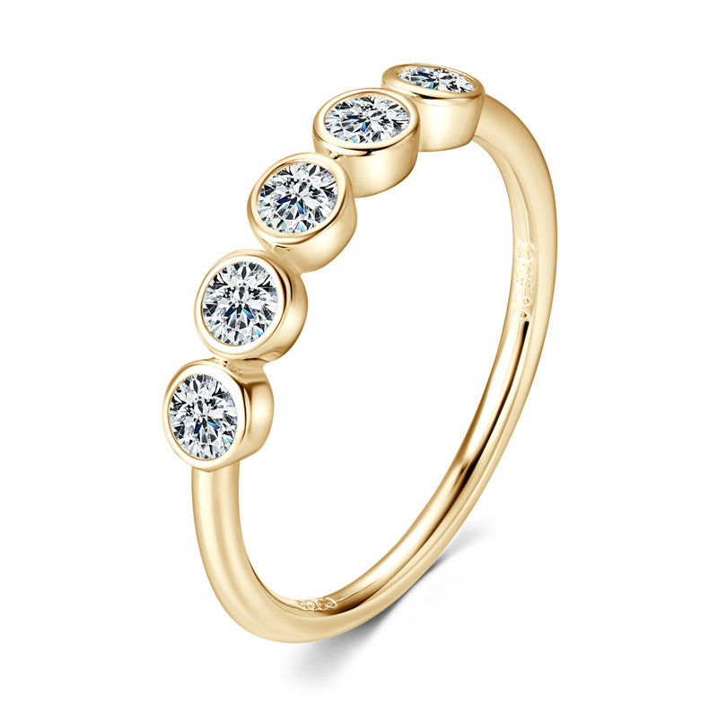 Moissanite Bezel Five Stone Ring