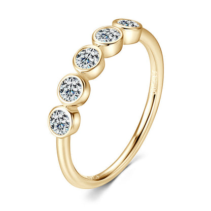 Moissanite Bezel Five Stone Ring