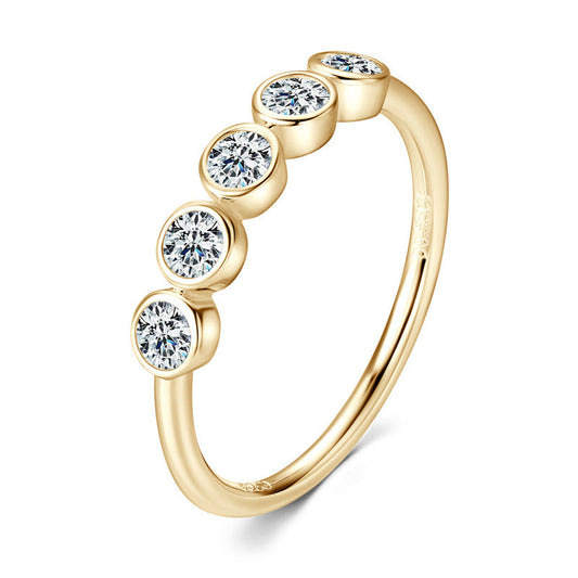 Moissanite Bezel Five Stone Ring
