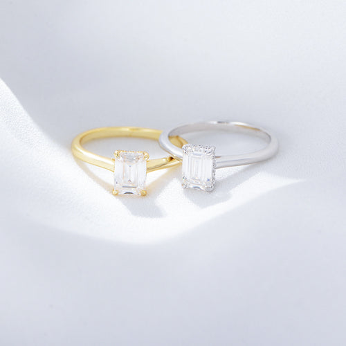 Silver Emerald Cut Ring