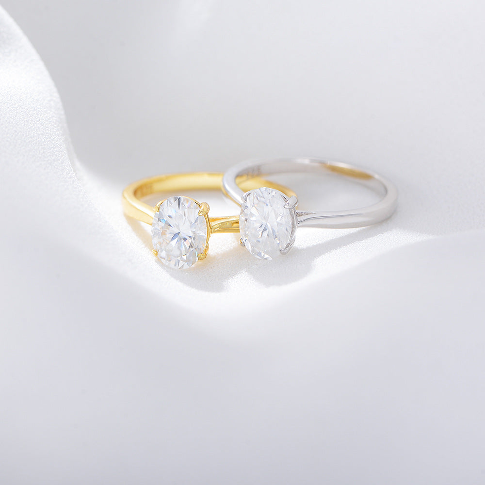 Silver Oval Cut Solitaire Ring. Gold Plated
