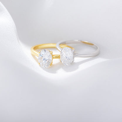 Silver Oval Cut Solitaire Ring. Gold Plated