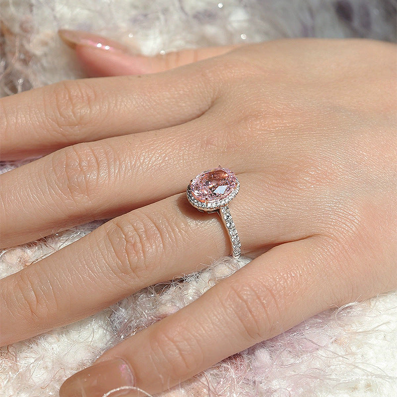 Diamond Pink Halo Ring. Crushed Ice Travel Ring
