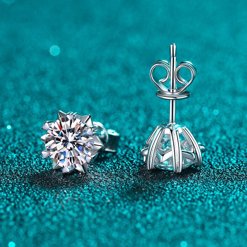  Moissanite Stud Earrings Silver 