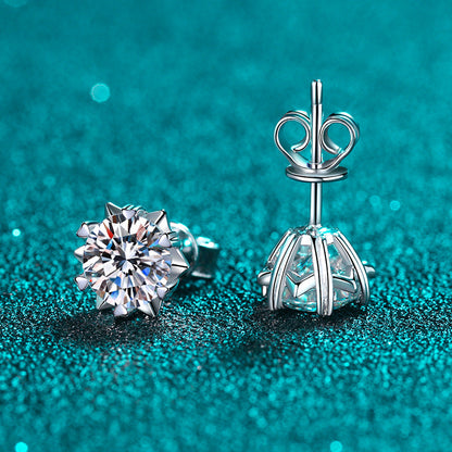  Moissanite Stud Earrings Silver 