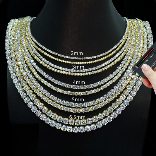 Silver MOISSANITE TENNIS CHAIN WHITE GOLD (ALL SIZES)