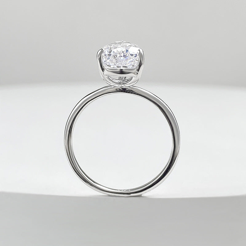 3 CT Pear Cut Solitaire Diamond Ring. White Gold Plated