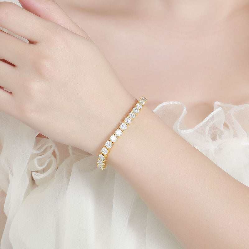 Gold Plated 
5mm Classic Moissanite Tennis Bracelet