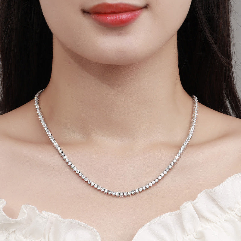 3mm Moissanite Tennis Necklace – 3-Prong Setting