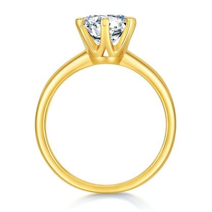 Classic Round Cut Moissanite Ring. Silver 925 Ring