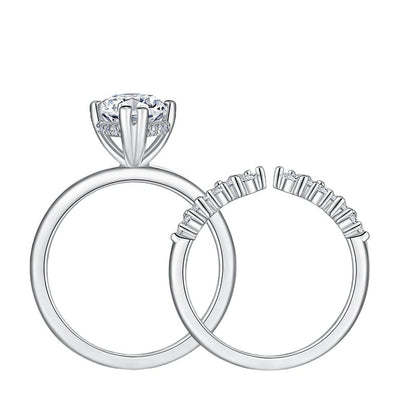 Marquise & Cluster Open Ring Set. Travel Wedding Set