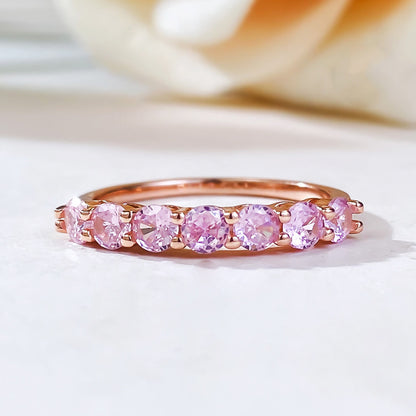 Rose Gold Silver Pink Diamond Wedding Band