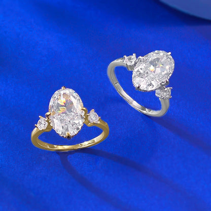 Three-Stone Oval Diamond Engagement Ring . Travel Engagement Ring