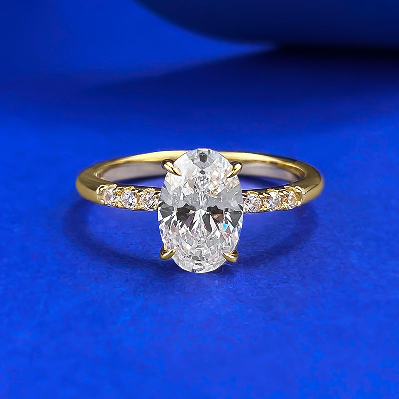Oval Cut 2CT Solitaire Engagement Ring Gold Plated