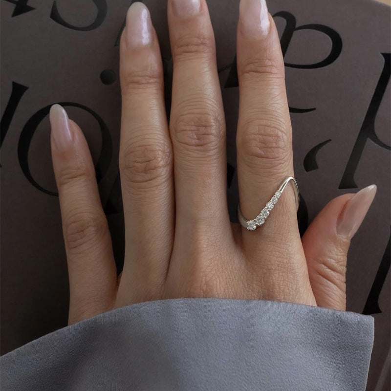 Silver 925 Celestial Curve Diamond Ring