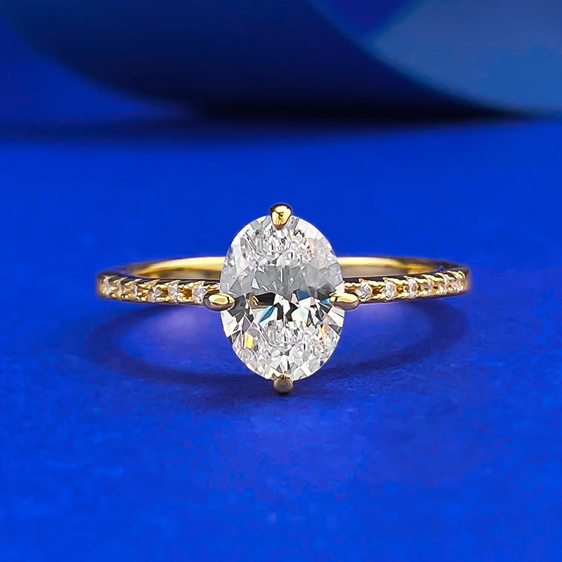 Gold Plated Crushed Ice Glow Oval Ring