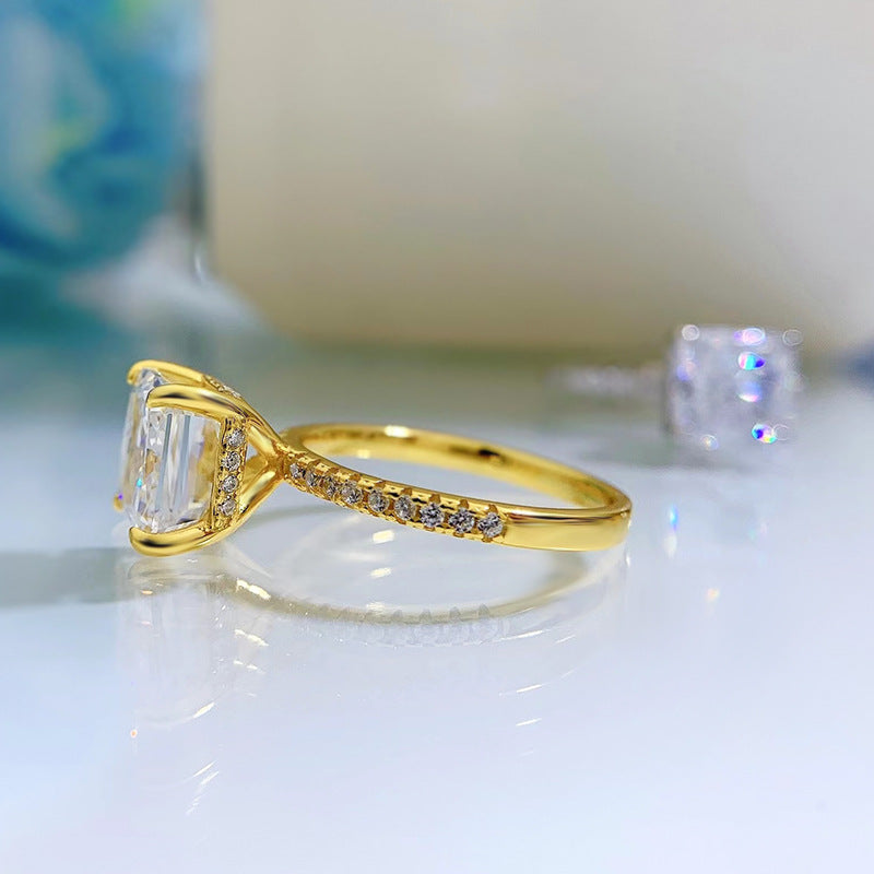 gold plated Crushed Ice Princess-Cut Sparkle Ring