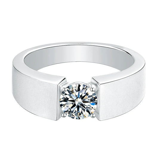 Minimalist Men’s Moissanite Solitaire Ring