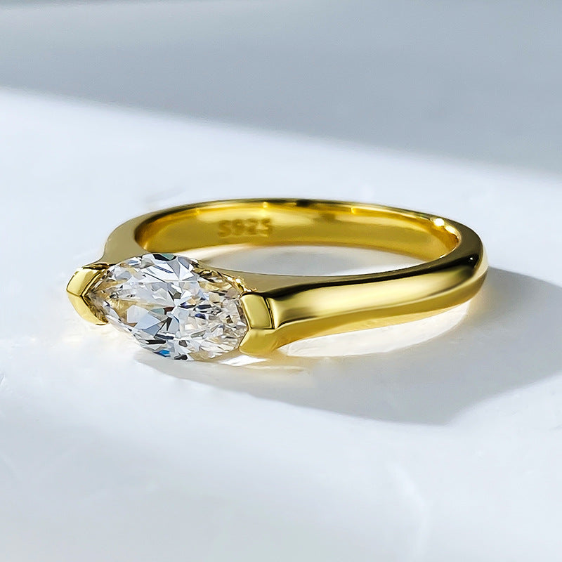 Gold Plated Marquise Cut Ring