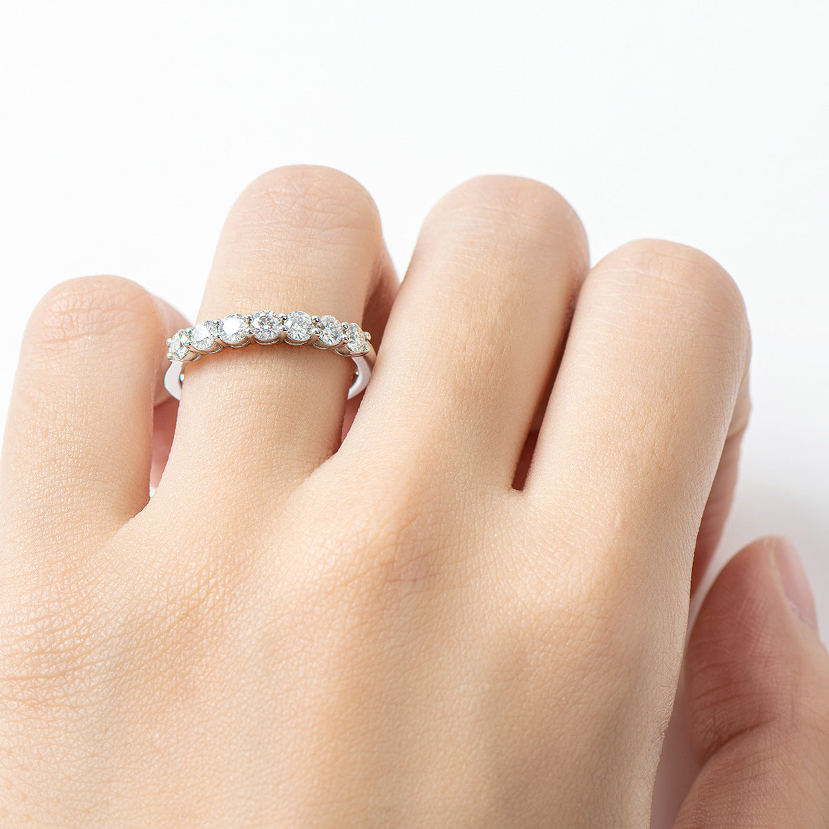 Half Eternity Band with Round Moissanite Stones