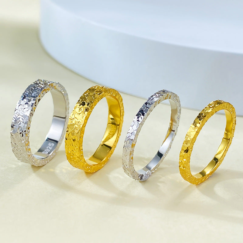 925 Sterling Silver Stackable Ring Textured Fancy