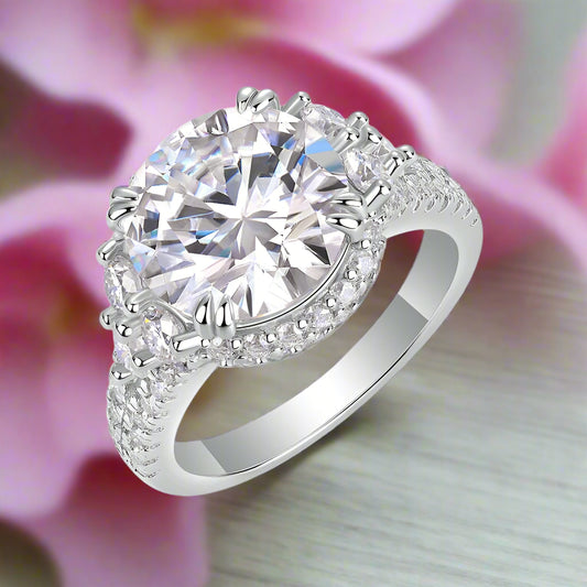 White Gold Plated 5 Carat Moissanite Statement Ring 