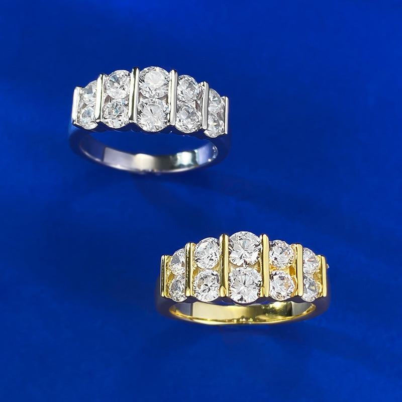 Double Row Diamond Band. Silver 925 Ring